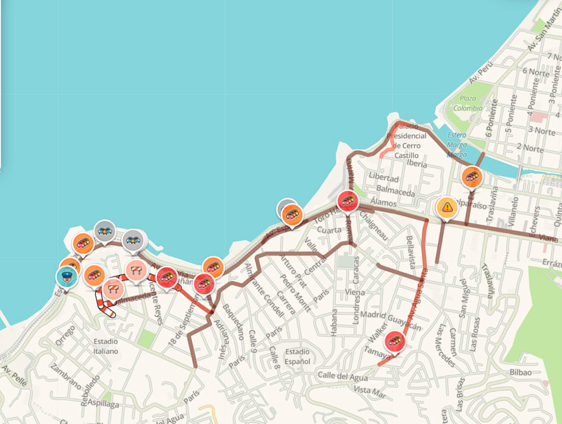 Congestión en la avenida España retrasa el tránsito entre Viña y Valparaíso