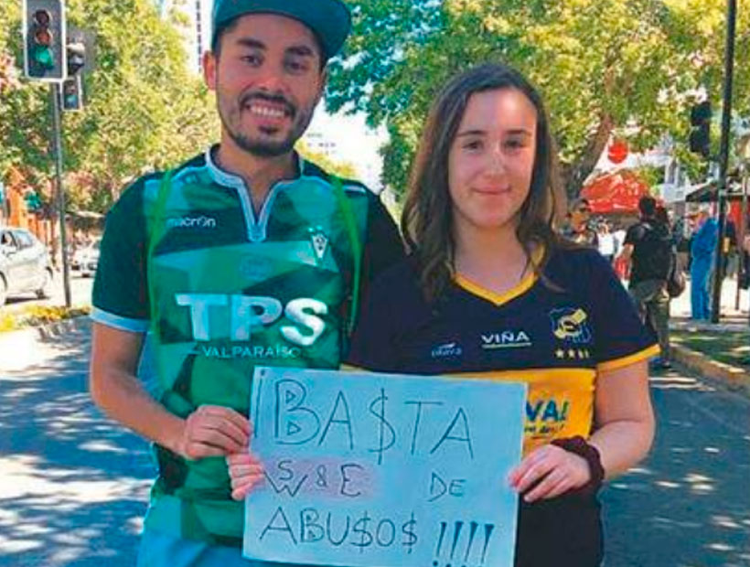 Hinchas de Santiago Wanderers y Everton unieron fuerzas en las protestas